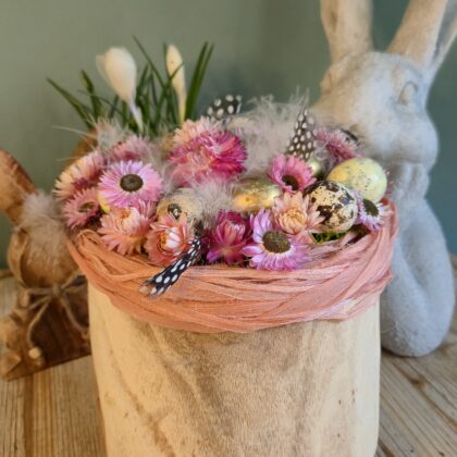 Composition bois et fleurs séchées