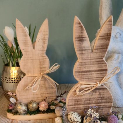 Lapin en bois végétalisé