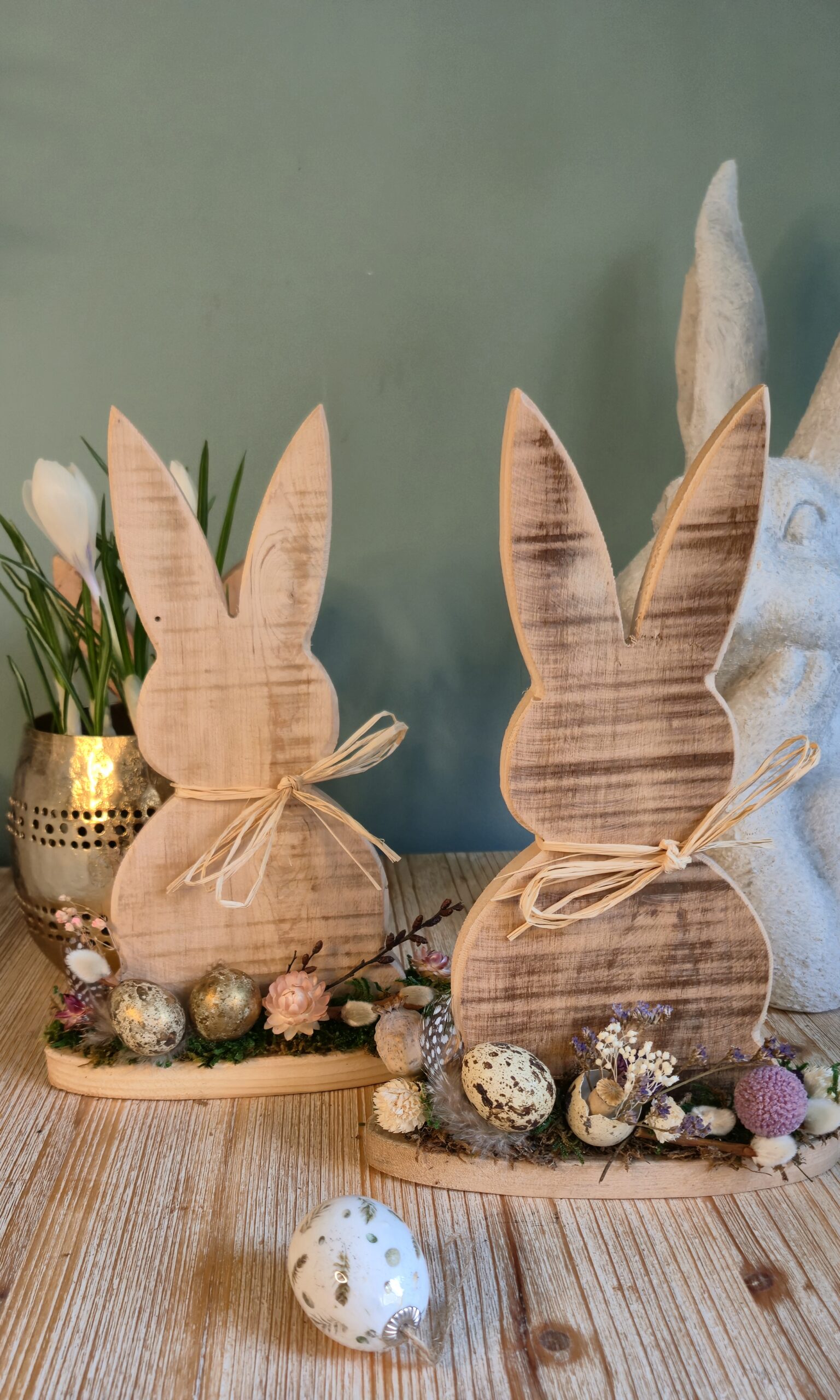 Lapin en bois végétalisé