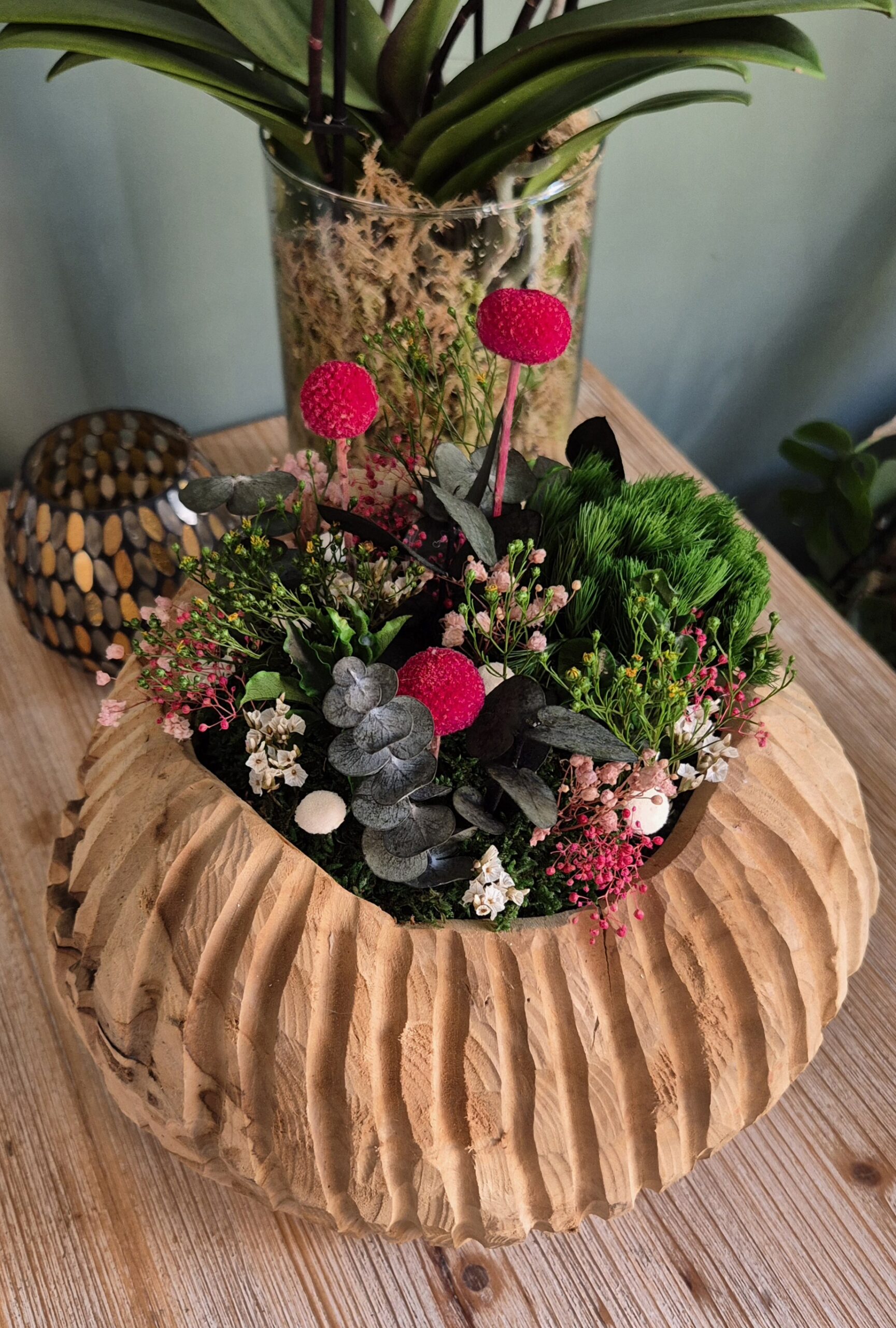 Pot en teck végétalisé